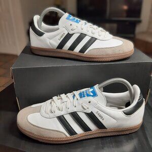 Adidas Samba Men's Size 7.5 VEGAN H01877 White Black Brown Gum Sneakers (#3651)
